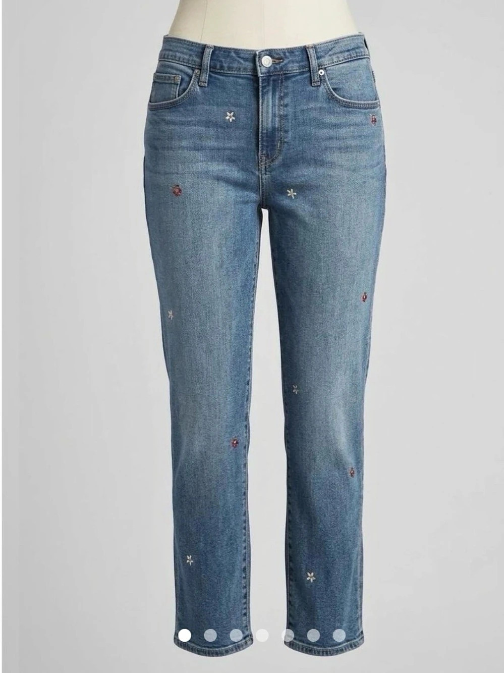 Gap Girlfriend Embroidered Boyfriend Jeans Blue Waist 31